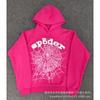Sp1der Rapper YoungThug Same Foam Letter 555555 Couple Hoodie Pink Sweatshirt