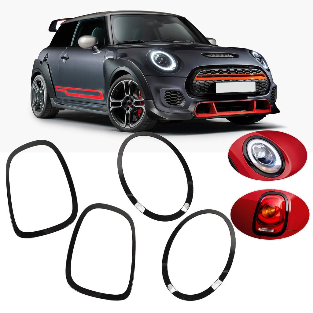 Car Headlight Taillight Surround Cover Trims for F55 F56 F57 One Cooper S JCW 2014+ Taillight Trim Headlight Bezel Glossy Black