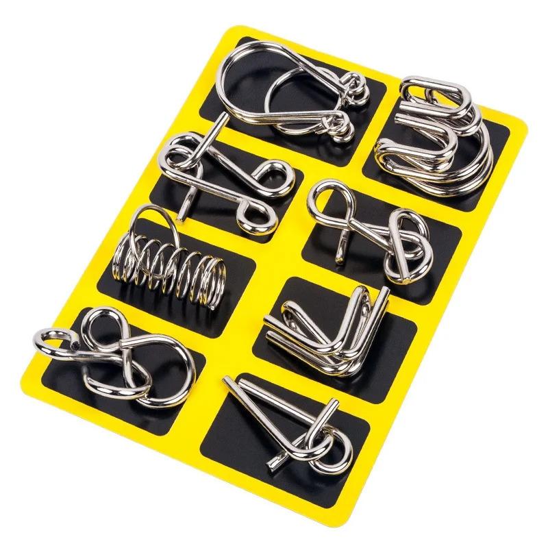 Metal Wire Brain Teaser Puzzles (8 Set), Adult Iq Logic Challenge Games, Stress Relief Fidget Toys & Educational Montessori Kits