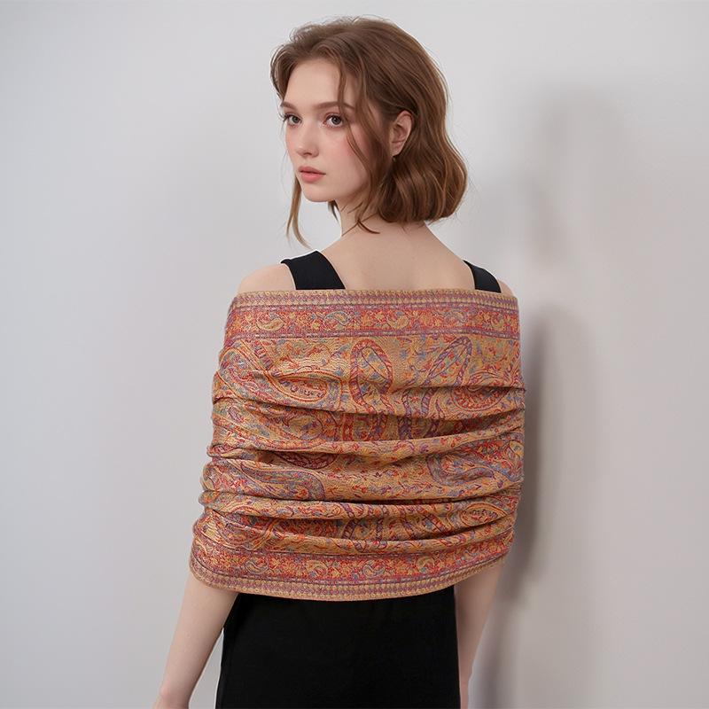 High-End Women'S Scarf Autumn And Winter Shawl Dual-Purpose Core-Spun Yarn Thickened Warm Scarf