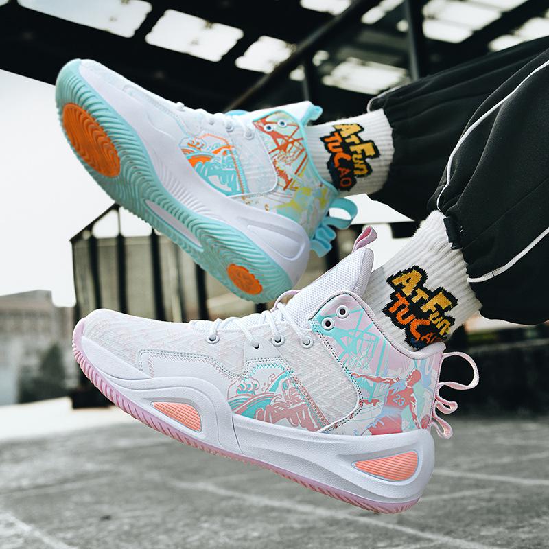 A 2025 new mandarin duck basketball shoe men's high-top youth student sports training running shoes