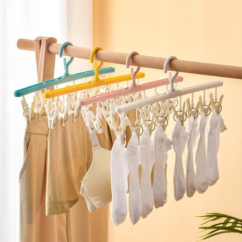 3438 Multi-function drying rack with clip drying rack student dormitory non-slip socks holder household clothes drying