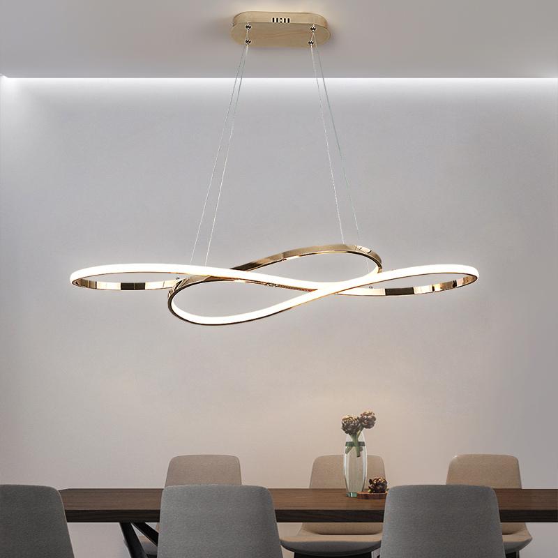 Modern LED Pendant Lamp For Dining Room Kitchen Living Room Bedroom Chandelier Gold Luster Curve Design Suspension Lights