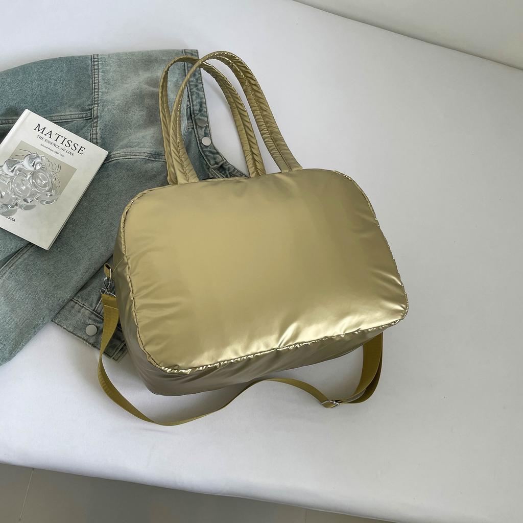 Yogodlns Quilted Solid Color Padded Travel Bag Portable Stylish Large Capacity Handbag for Women Sports Work & Everyday Use