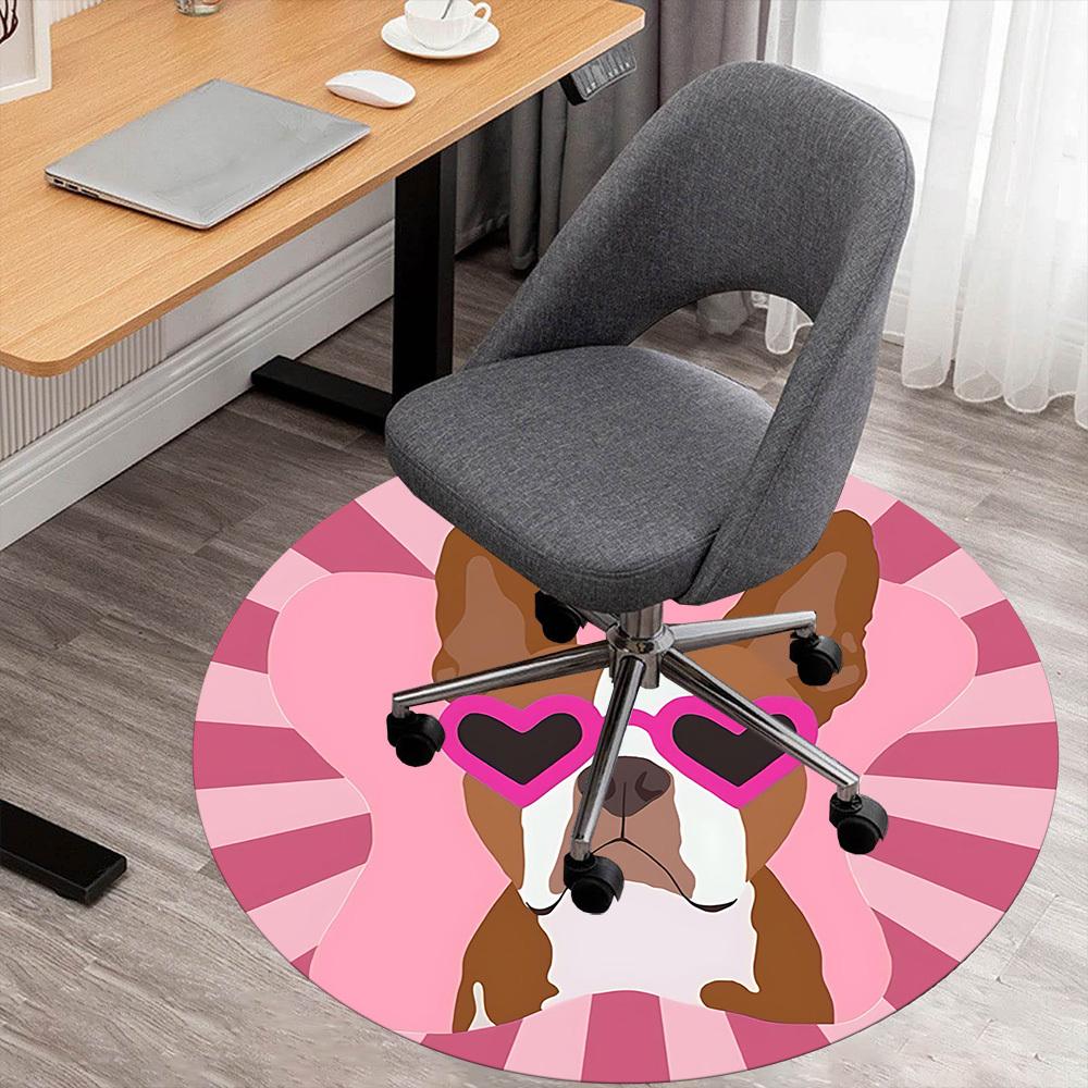 1pc dog heart Round Chair mat Area Rug - Non-Slip, Floor Mat for Office, Bedroom, and Indoor Decor c1125031