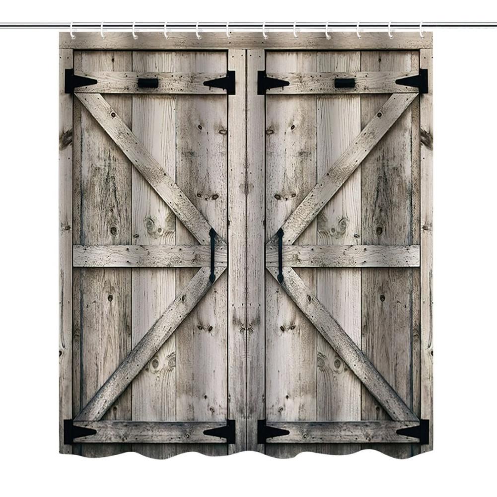 

183*183см Шторка для душа в стиле фермерского дома, деревянная, в стиле амбарной двери, занавеска для ванной комнаты с крючками