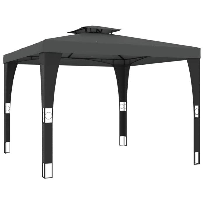VidaXL Double-roof Gazebo Anthracite 2.98x2.98 M Steel, Garden Gazebo, Patio Gazebo, Pavilion, Gazebo 368441