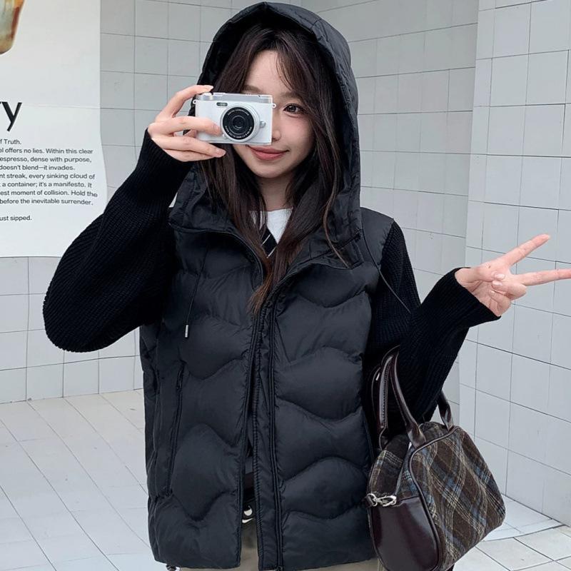 Winter New Cotton-padded Women's Short Short Small Knitted Splicing Cotton-padded Jacket Light and Warm Fake Two-piece Cotton-padded Women