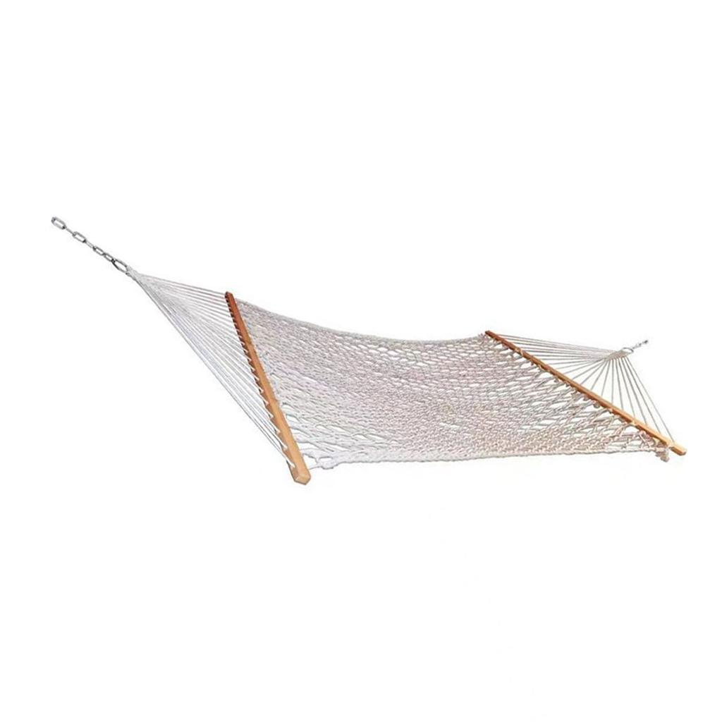 Mesh Hammock Brthable 350lb Load Bring Prevent Rollover Hand Woven Cotton Rope Hammock with Sprder Bar for Yard Patio