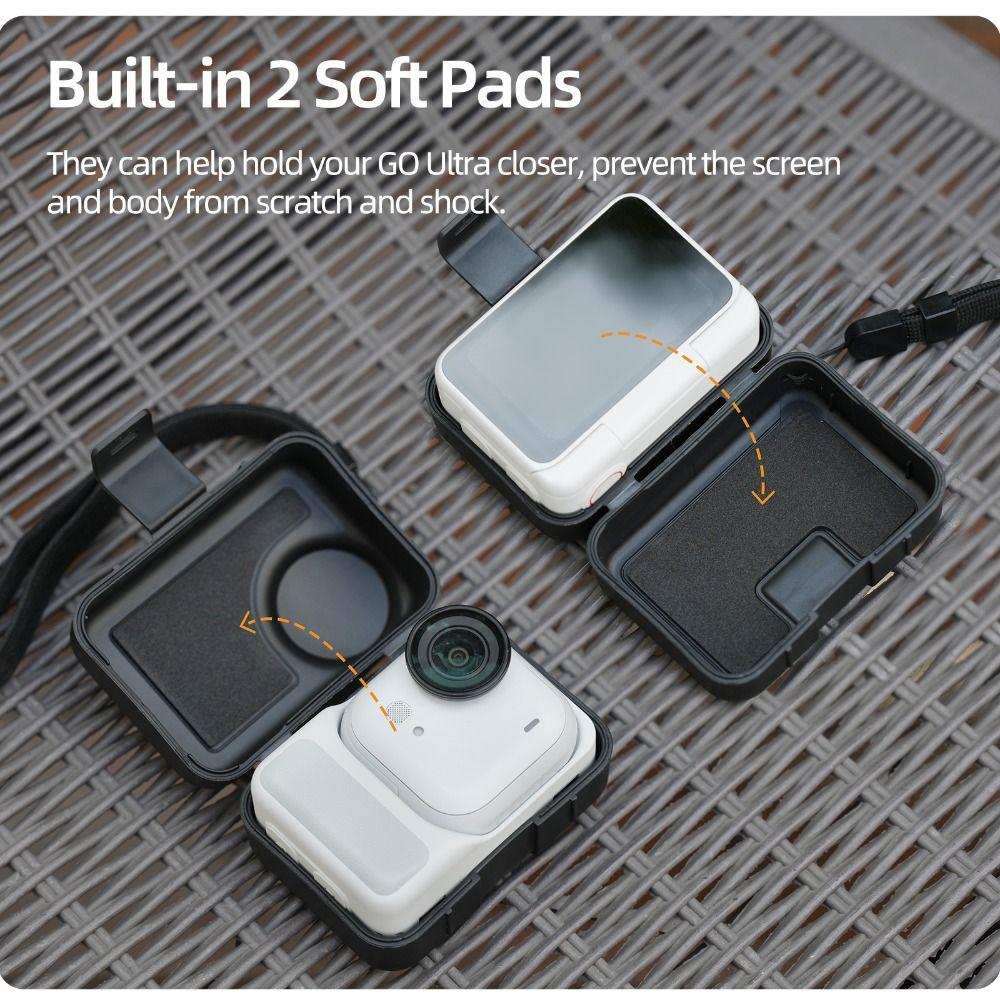 Portable Protective Case with Lanyard Shockproof Storage Box Anti-scratch Dustproof Carrying Case for Insta360 GO Ultra