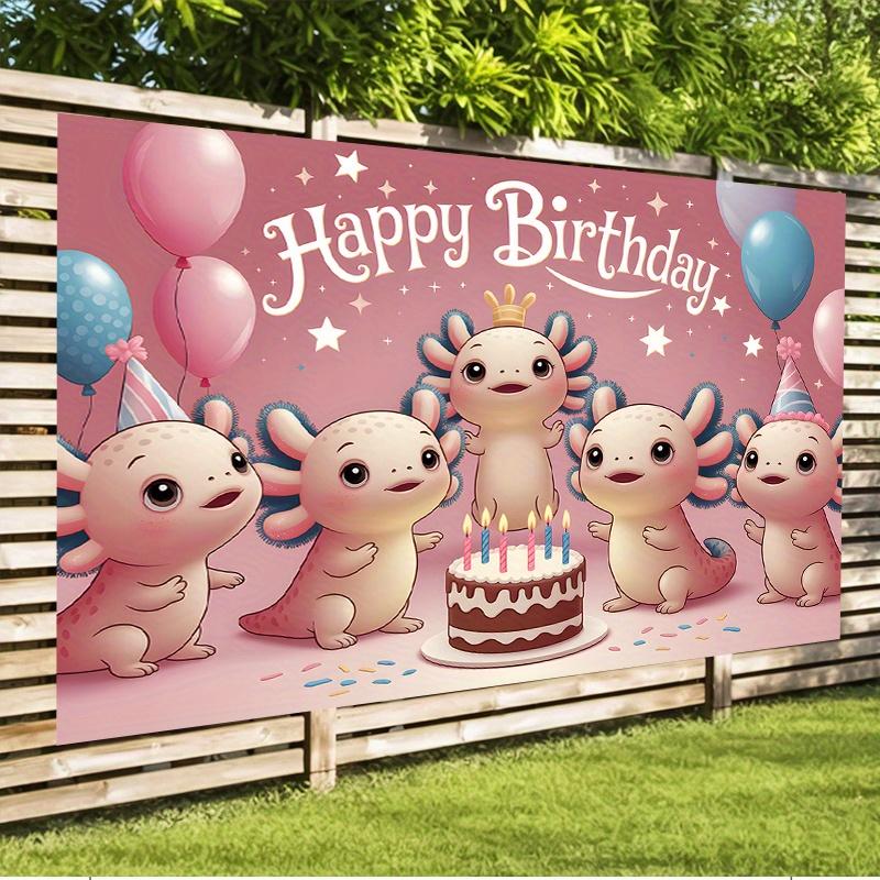 Party Backdrop Adorable Axolotls Celebrating Photo Background Decor Birthday Party Decor