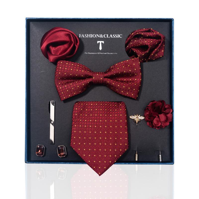 High-End Wedding Groom Tie Pocket Towel Corsage Gift Box Set Men'S Tie