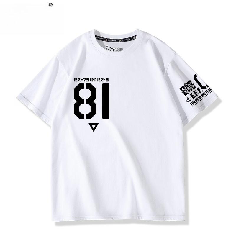Mobile Suit Gundam 08MS Squad Ez-8 Logo Anime Joint Peripheral Short Sleeve T-Shirt Men's and Women's Clothes Summer