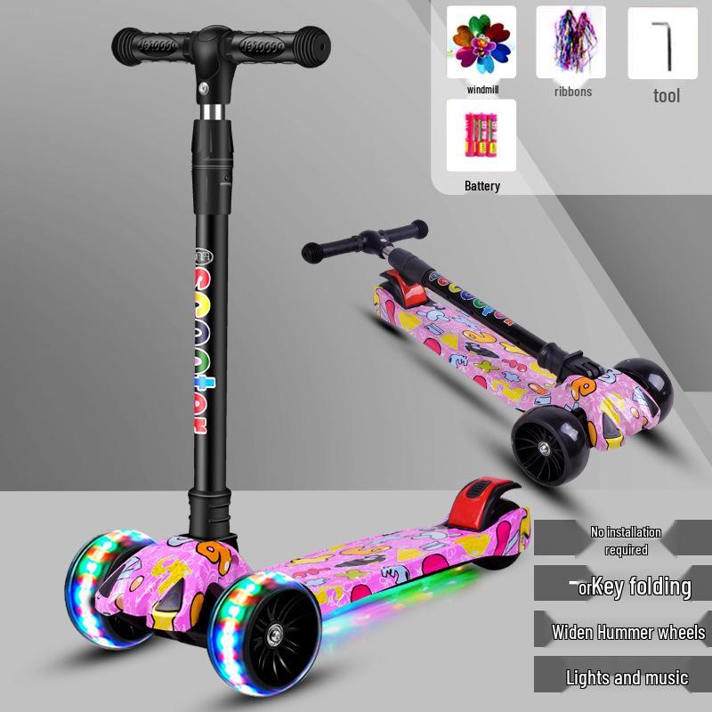 

Складной самокат 3-в-1 Little Wen Tong со световыми эффектами для детей от 2 до 12 лет