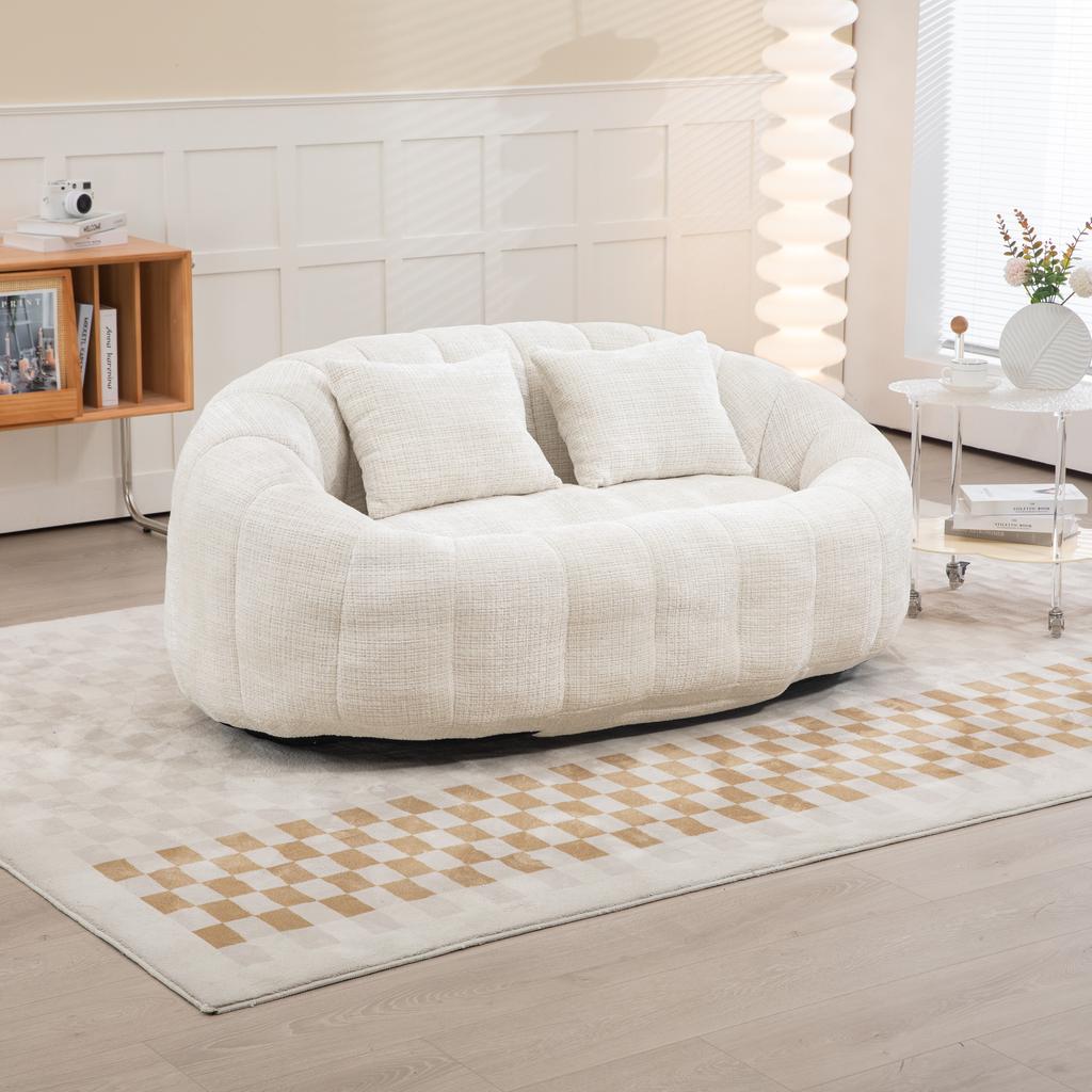 Bean Bag Sofa Lazy Sofa Durable Comfort Lounger High Back Chair for Adults and Children, Indoor & Outdoor, Soft Lounge Chair (Beige Chenille)