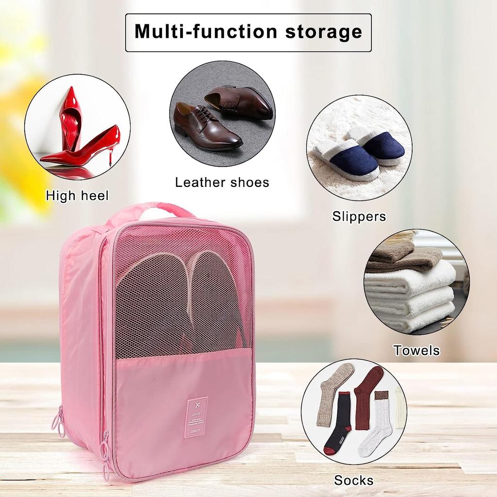 Shoes Storage Bag 3 Layers Shoes Packaging Bag Large Capacity Shoes Travel Organizer Oxford Cloth Shoe Storage Pouch With Pocket