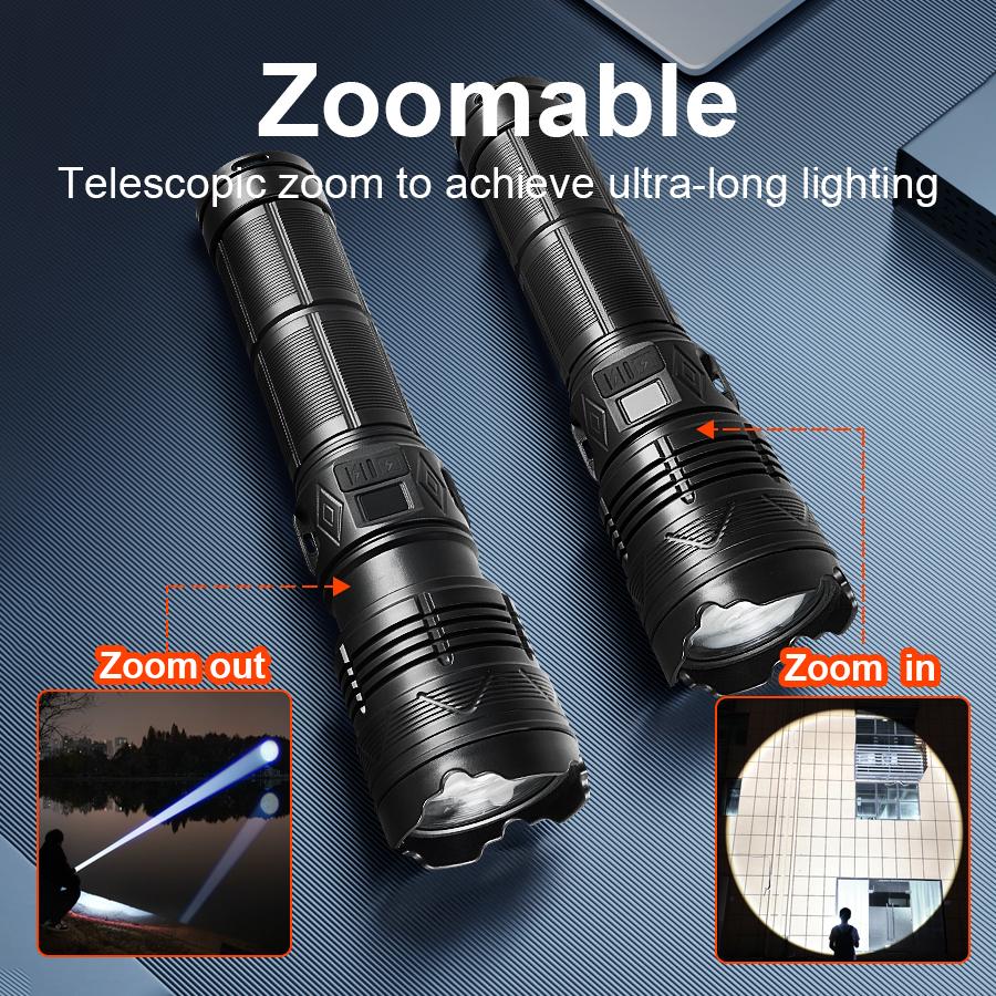 NEW 99000000LM Most Powerful LED Flashlight Rechargeable Type-c Flashlight Long Range Tactical Torch Light For Fishing Hunting