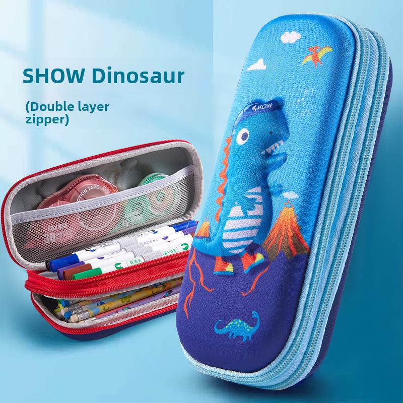 Estojo de Lápis de Camada Dupla 3D - Bolsa de Papelaria de Grande Capacidade para Alunos do Ensino Fundamental