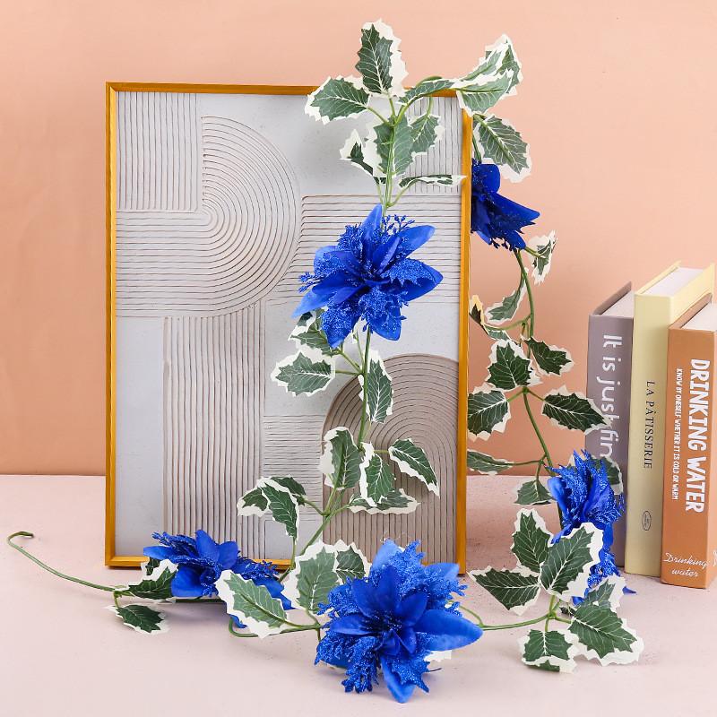 Christmas Decor Artificial Garland With Faux Flowers For Home Holiday Festive Atmosphere