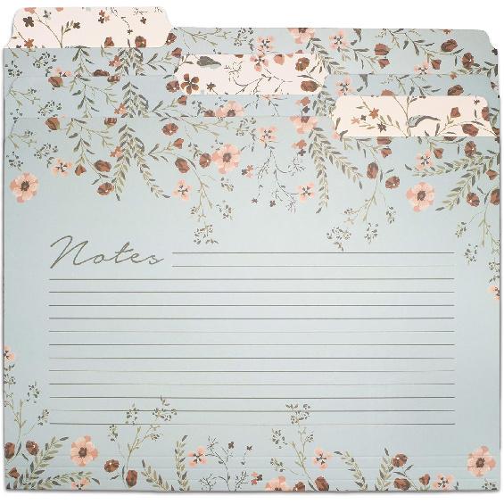 Steel Mill & Co Thick Sturdy File Folders Decorative, Set of 6 File Folders with Tabs and Sticker Labels, Cute Colored File Folders Letter Size with
