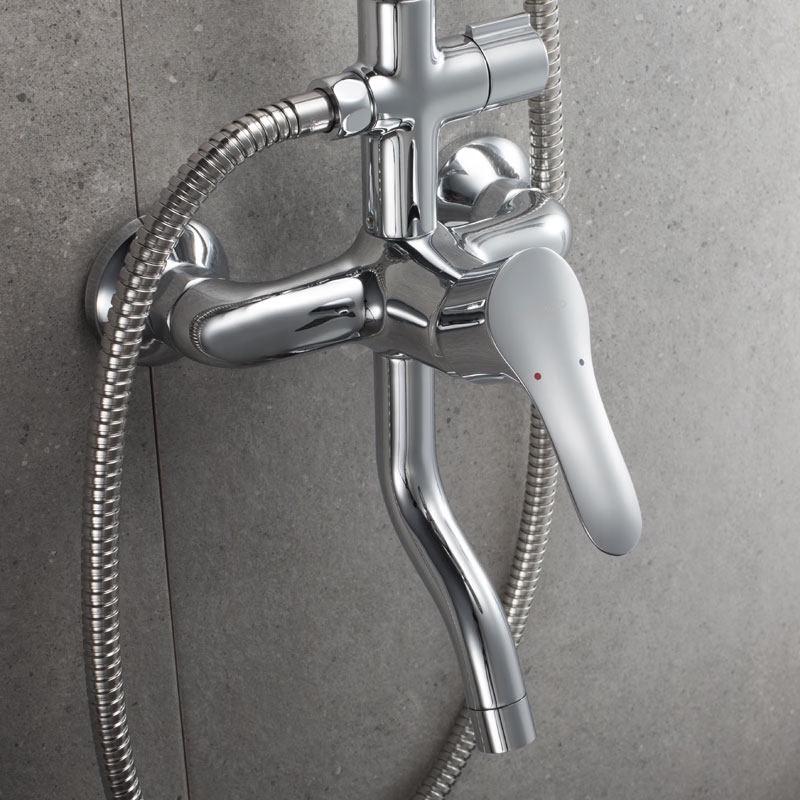 Wall-Mounted Round Shower System with Copper Faucet