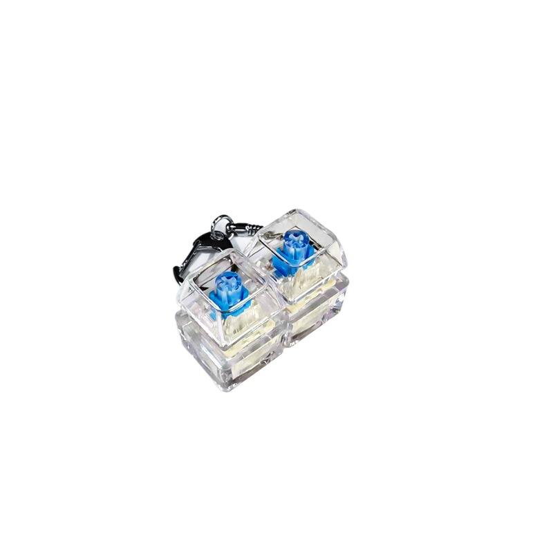 Creative Press Mechanical Keyboard With Lamp Decompression Artifact Personalized Keychain Vent Toy Transparent Schoolbag Buckle