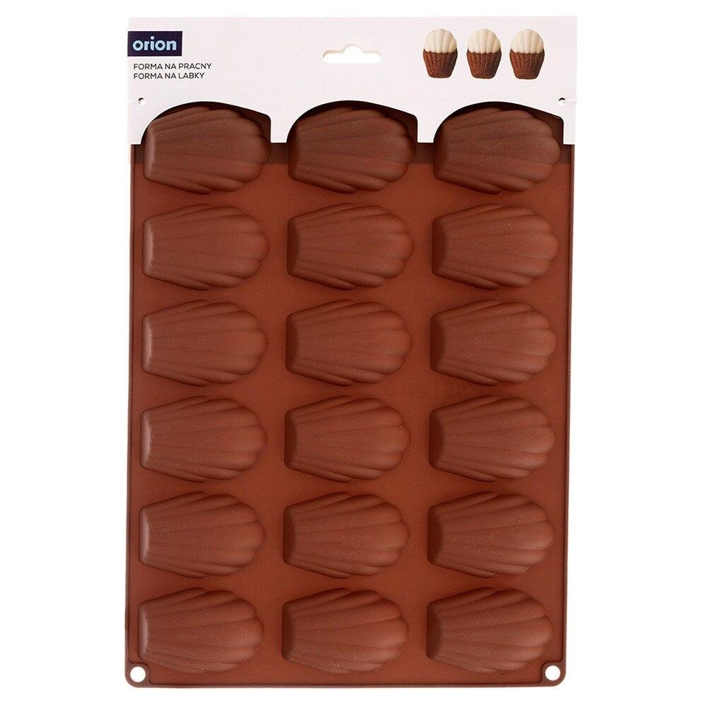 Silicone Baking Mold 18-Cavity Madeleine Pan Shell Shape Chocolate Mold Non-Stick Easy Release Temperature -40°C to 220°C Brown