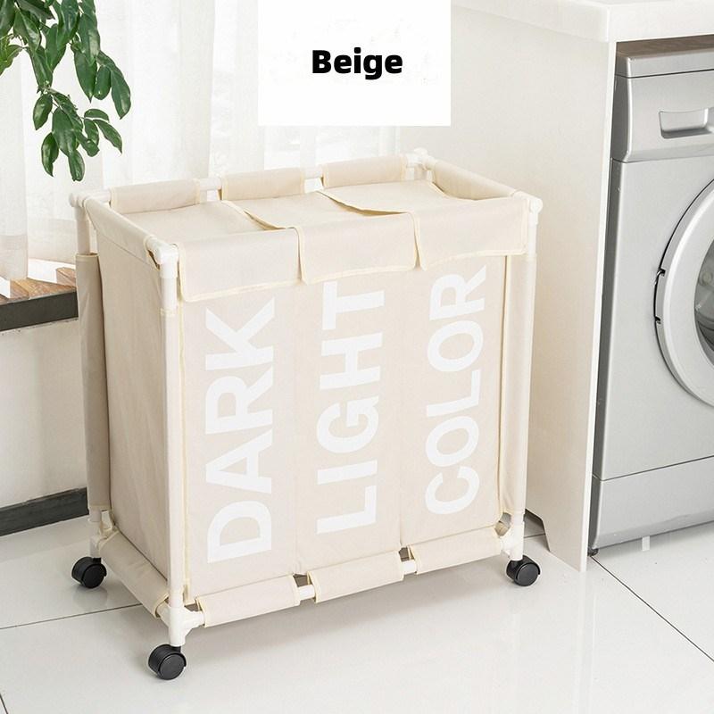 Rolling Laundry Basket Organizer 3 Grid Large Laundry Hamper Bin Waterproof Laundry Bags For Dirty Clothes Storage Box On Wheels