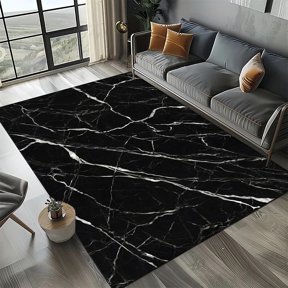 2025 New Style Black White Gold Marble Fashion 3D Carpet Rug for Living Room Bedroom Home Sofa Decoration,Kid Non-slip Floor Mat