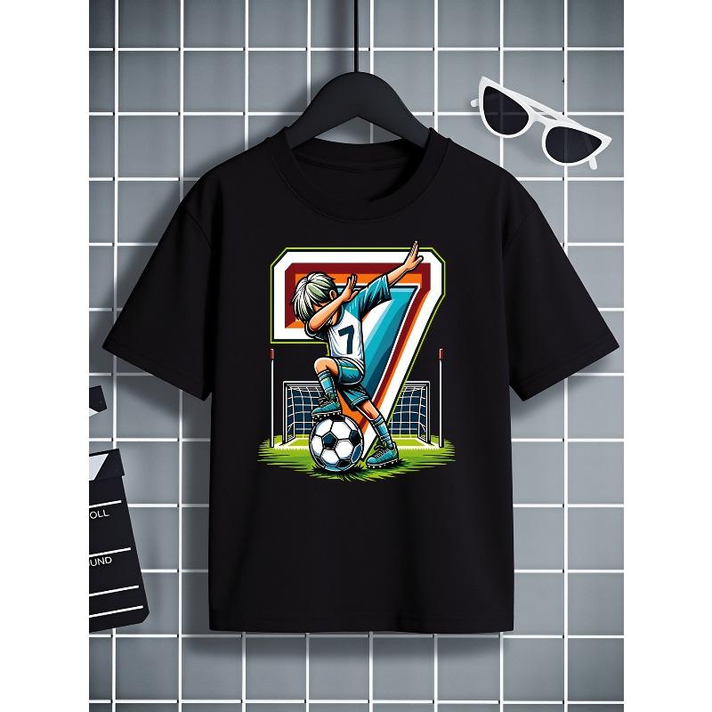 European Sizes Boys' T-shirt Print Design Art, Ideal for Outdoor Activities, Soft Knitted Top, Comfortable And Breathable, Suitable for Summer