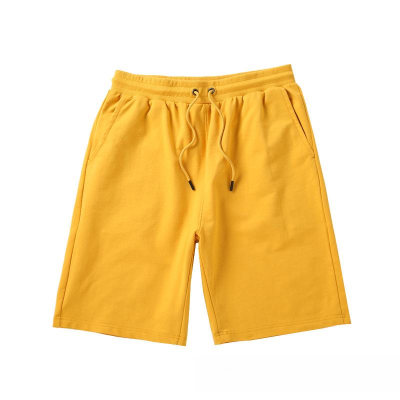 New Pure Cotton Terry Casual Shorts for Men and Women, Summer Solid Color Couple's Drawstring Knee-length Shorts