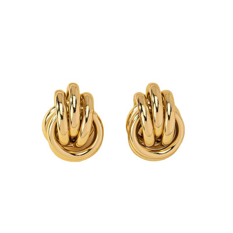 Korean Retro Minimalist Geometric Twist Stud Earrings for Women