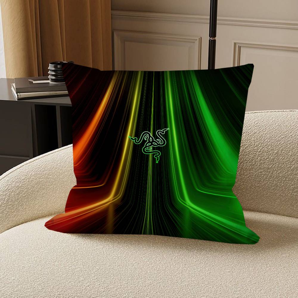 R-RazerS Logo-Kissenbezüge, Cartoon-Sofa-Dekoration, doppelseitig bedruckt, kurzplüschig, niedlicher Kissenbezug