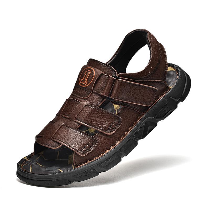 

Men s leather sandals large size 45 outdoor soft-soled comfortable driving shoes 46 casual beach shoes 47 big shoes No. 48 38
