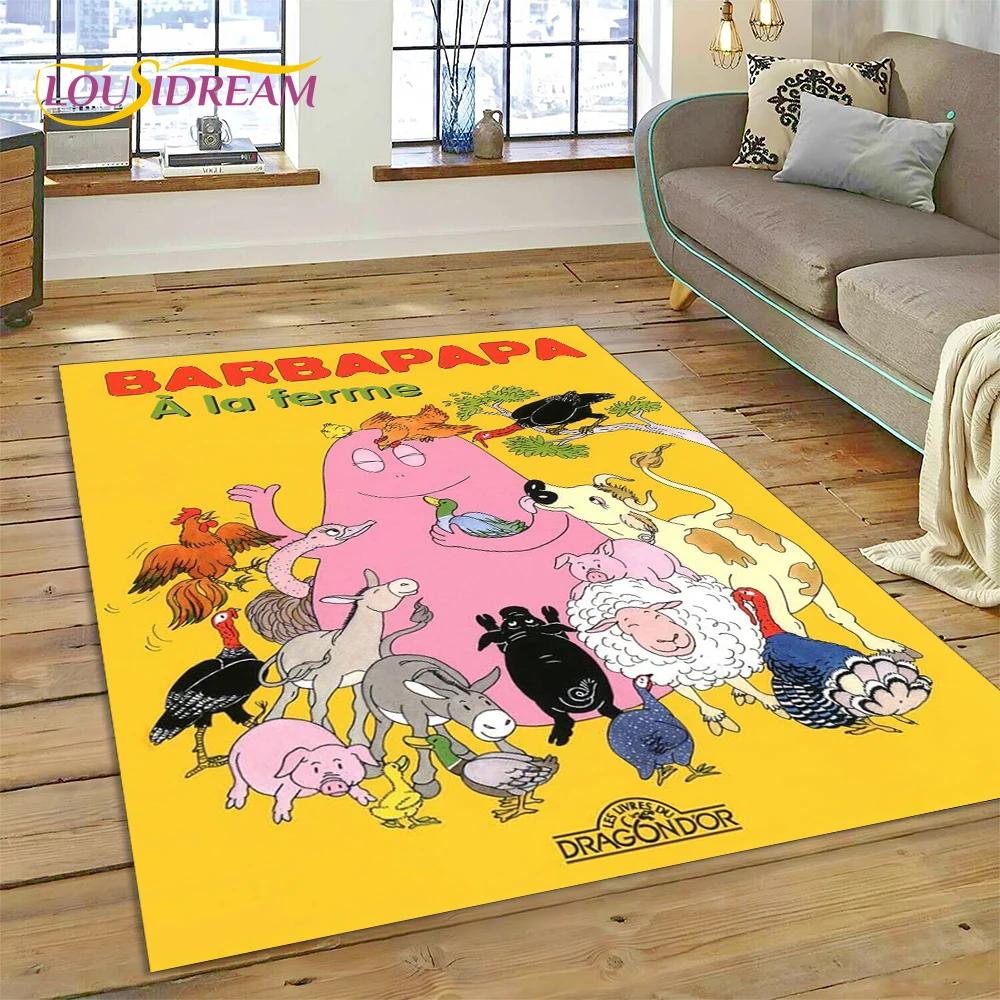 

3D-мультфільм Les Barbapapa Family HD Килимок для домашнього декору у вітальні, спальні, килимок для підлоги, нековзка прикраса для дивана, дитячий подарунок 100x150cm