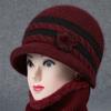 Autumn and winter the elderly flower pot hat children grandma knitted wool hat piled thickened rabbit hair warm mother hat
