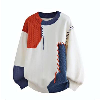 Unisex Color-Block Sweater: Loose Casual Pullover for Autumn/Winter