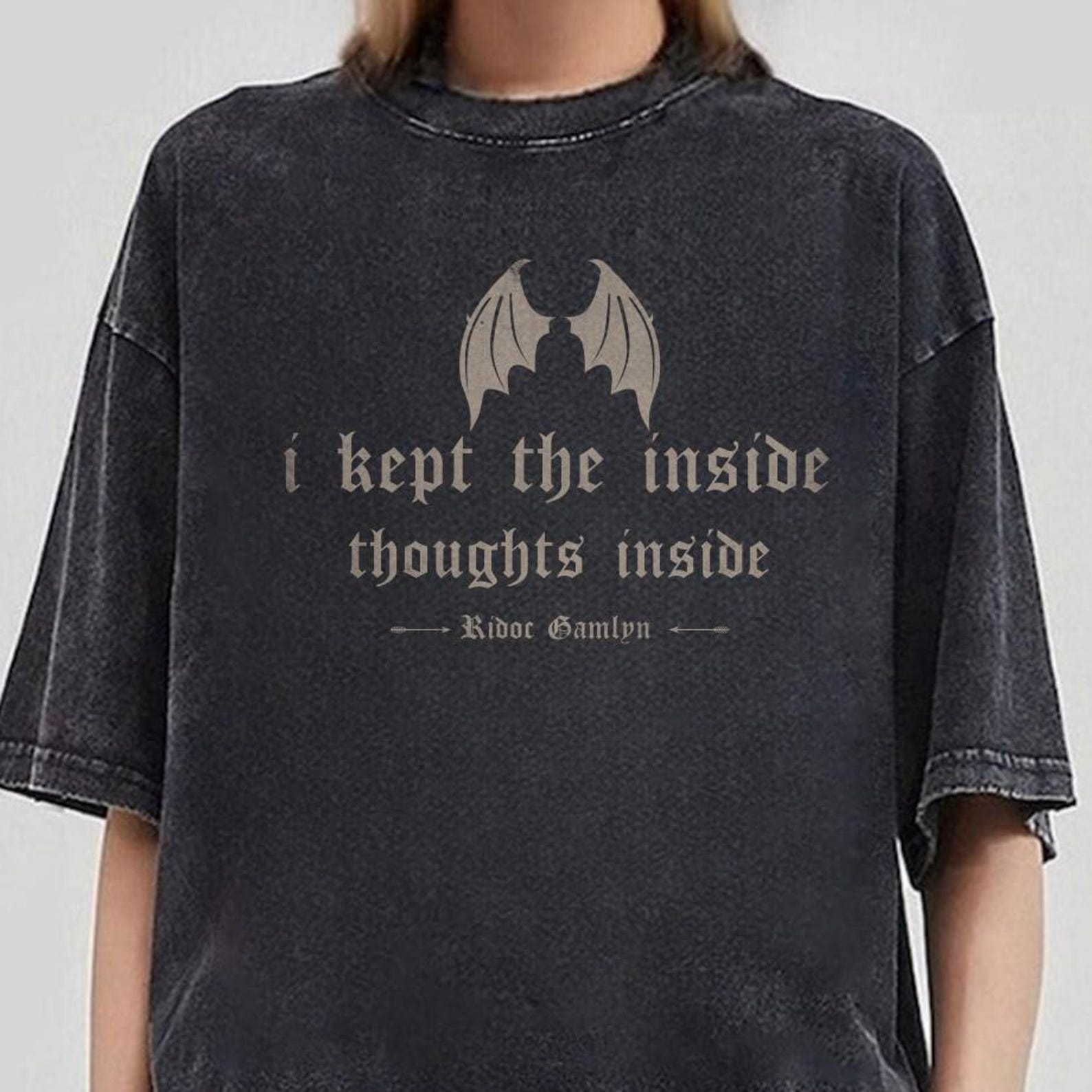 Ridoc Quest Squad Comfort Colors Shirt, Onyx Storm Fourth Wing Shirt For Fans, I Kept The Inside Thoughts Inside Shirt, , Bookish Gift Shirt L