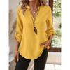 Women's Spring and Summer Loose Solid Color V-neck Commuter Shirt