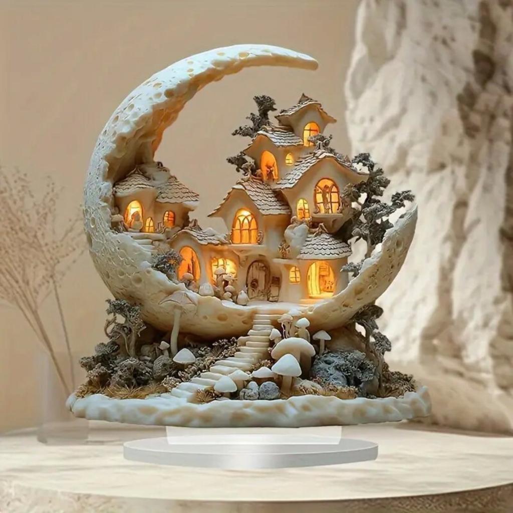 2D Snow House Desktop Decoration Ornaments Home Bedside Ornaments