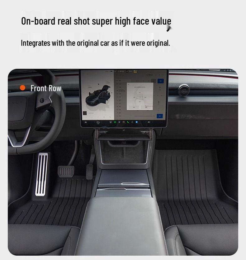TPE Floor Mats for Tesla Model Y - Front & Rear Cabin with Scuff Plates