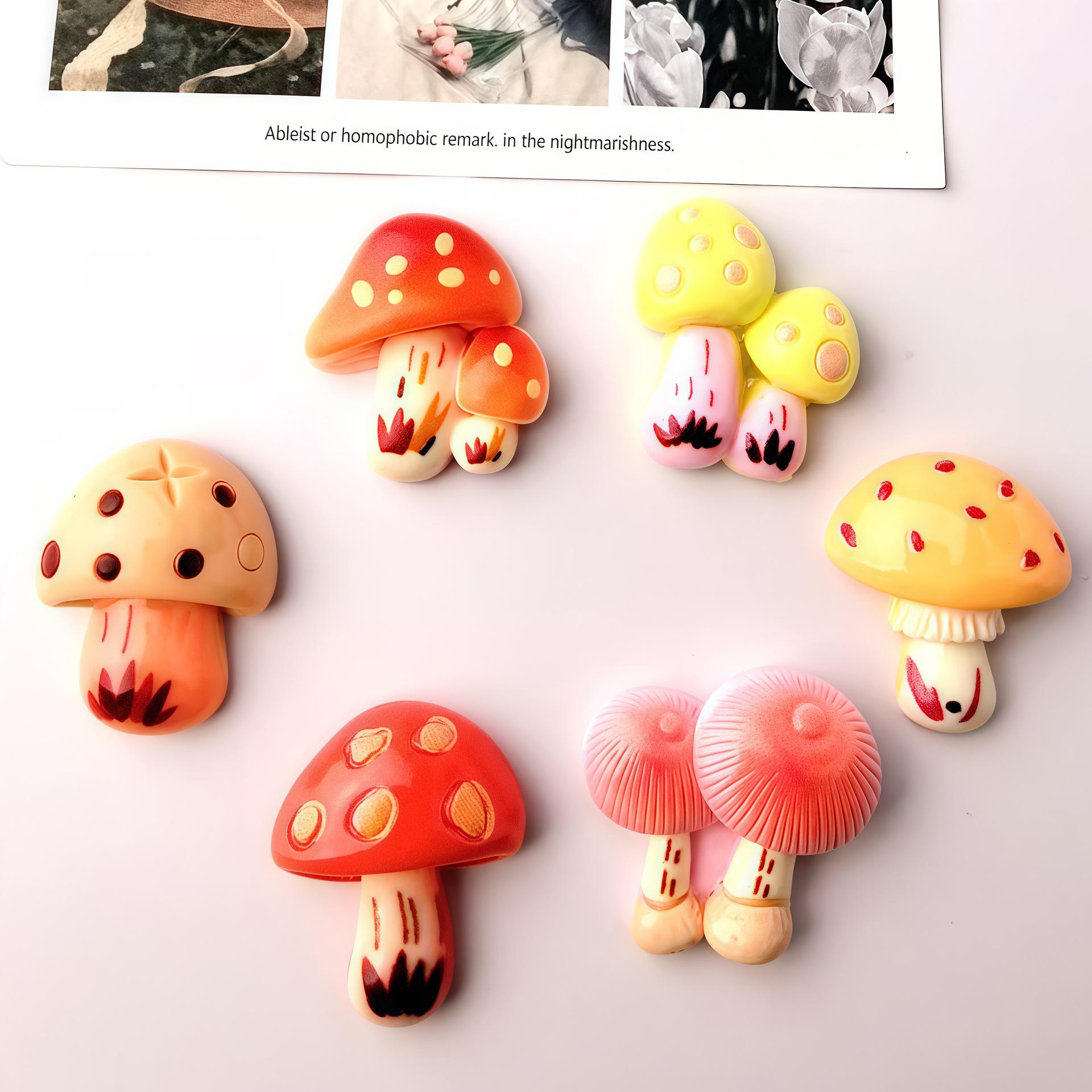 Jungle Mushroom Cartoon Hair Clips & Croc Charms Resin DIY Jewelry Accessories Small Card
