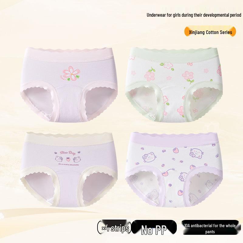 Girls' Pure Cotton Antibacterial Triangle Briefs - No Pinch Comfort for Babies & Older Children (Autumn/Winter)