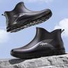 Black and red flat heel waterproof rubber shoes men's rain shoes fashion outdoor rain boots rider wading boots men's rubber shoes