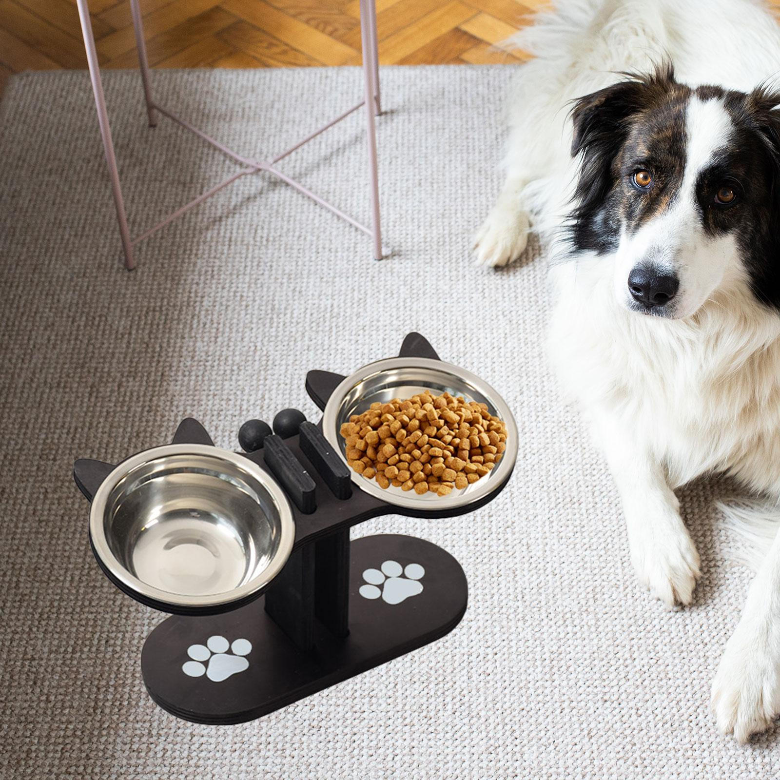 

Миски для кошек Приподнятая миска Легкая Портативная Кормушка для домашних животных для маленьких и средних собак Black