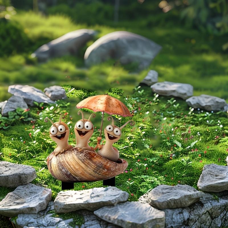 Acrylic Garden Floor Plug Cute Creative Snail Statue Sculptures Multifunctional Waterproof Snail Mini Figurine