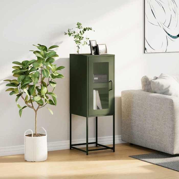 VidaXL Olive Green Buffet 36x39x107 Cm Cold-Rolled Steel, Storage Cabinet, Kitchen Storage Cabinet, Furniture of 853402