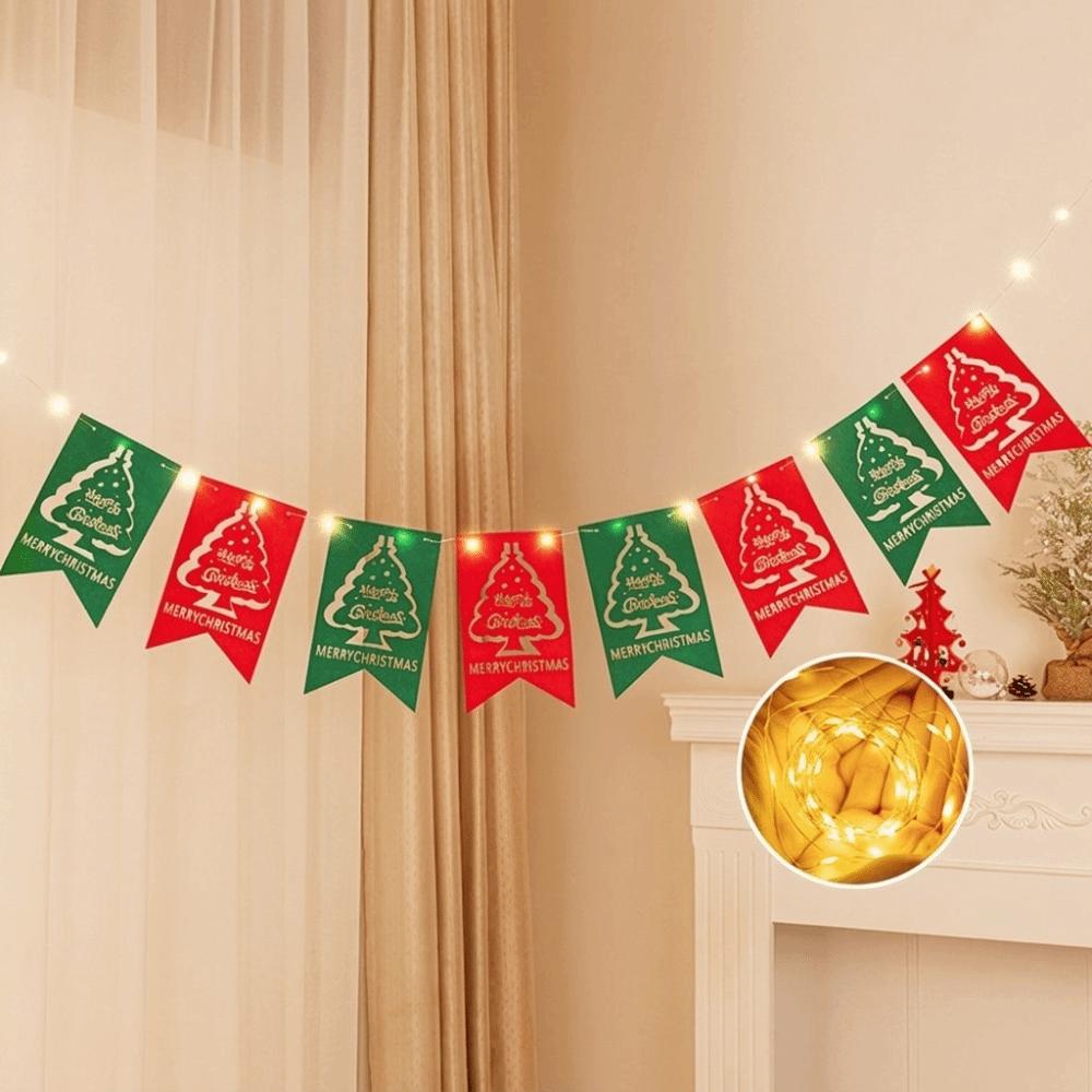 Cartoon Christmas Luminous Banner Santa Claus LED Light String Xmas Wall Ornaments Room Background