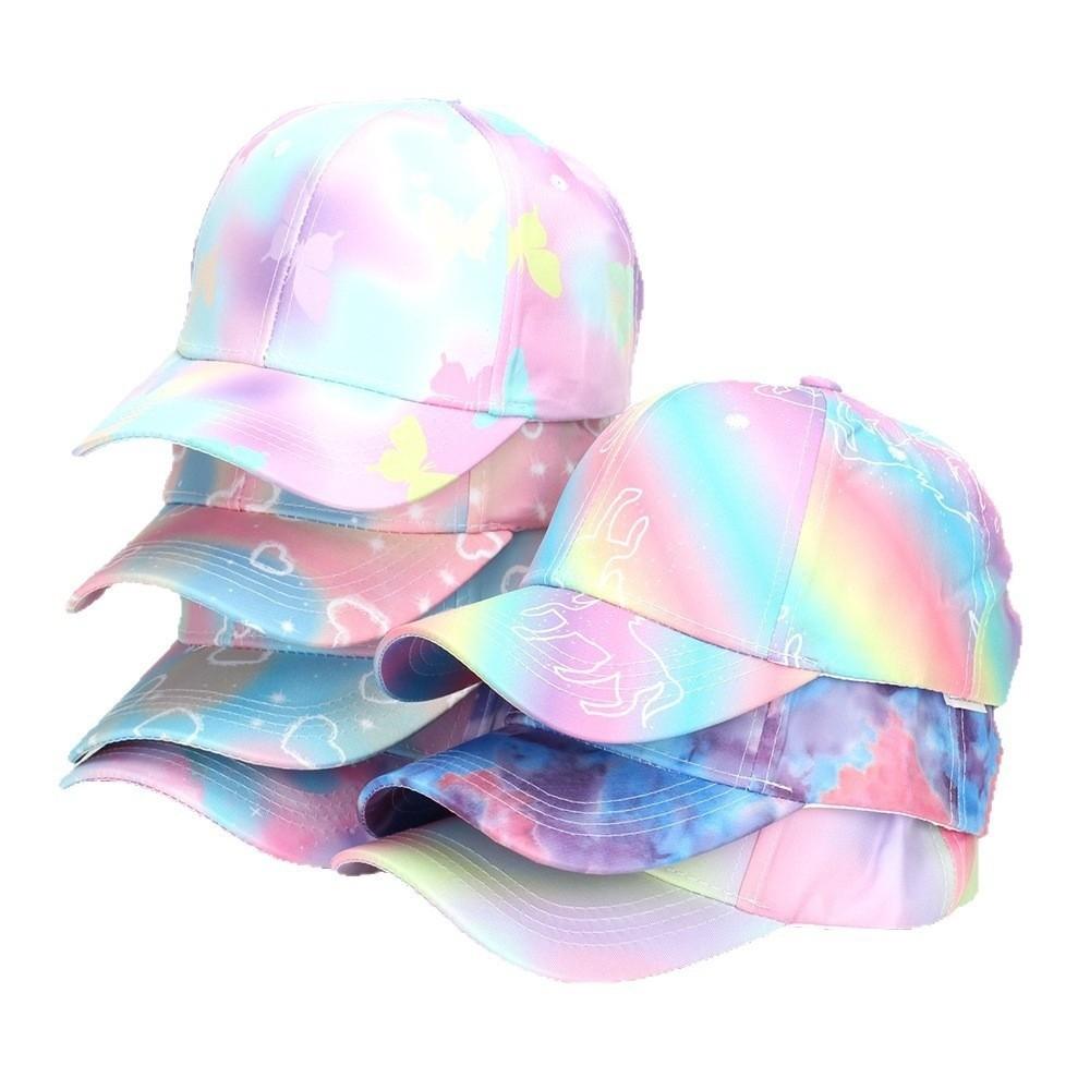 Duck Tongue Design Peaked Cap Tie-dye Print Visor Cap Kids Baseball Cap  For Children Girls