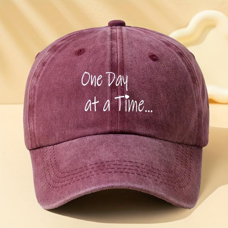 

Mens Vintage ONE DAY AT A TIME Lettering Print Baseball Cap Lightweight Breathable Outdoor Hat Suitable for Dad One Size